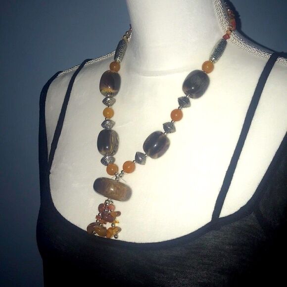 Marbleized  Big Bead Necklace!! - Picture 2 of 7